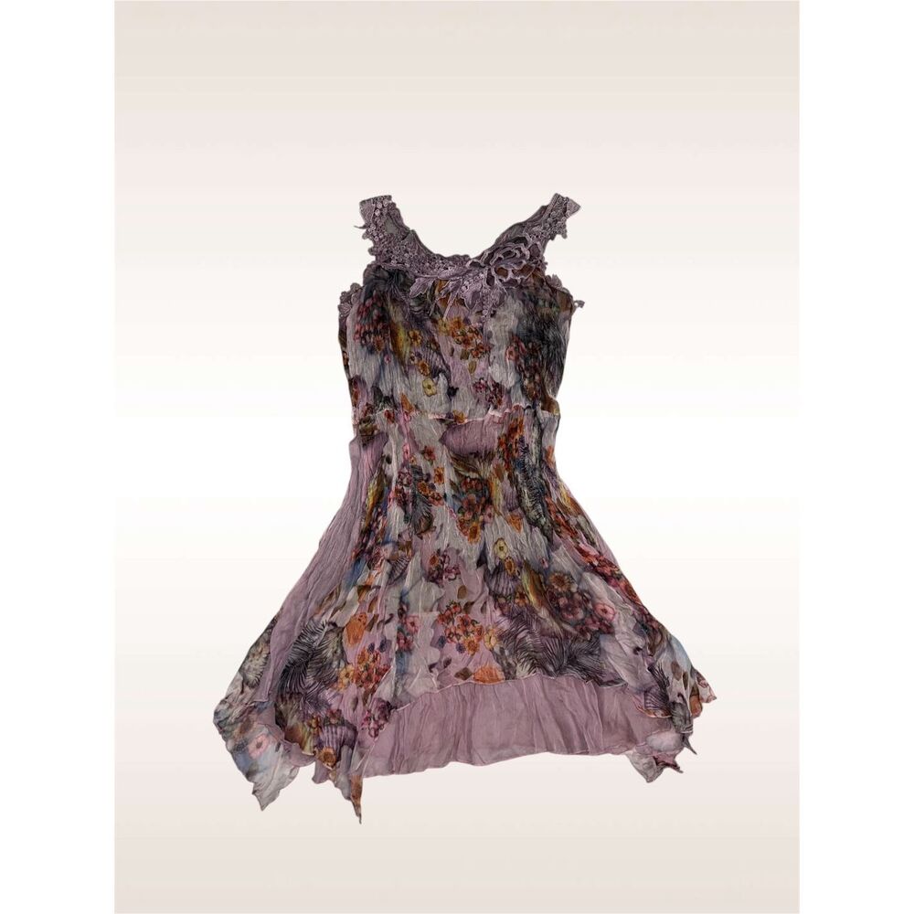 Vintage Silk Butterfly Fairy Princess Floral Top/Mini Dress
